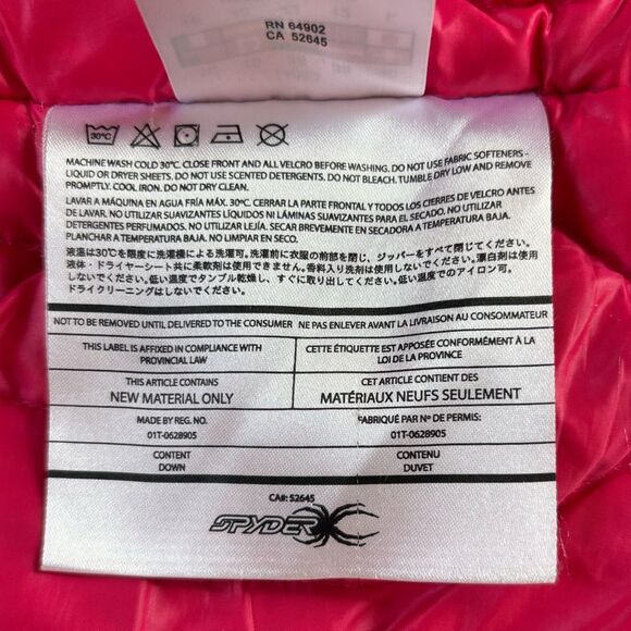 Spyder Duck Down Winter Jacket Black Shell Pink Interior Womens Size 10 Medium - Picture 13 of 16